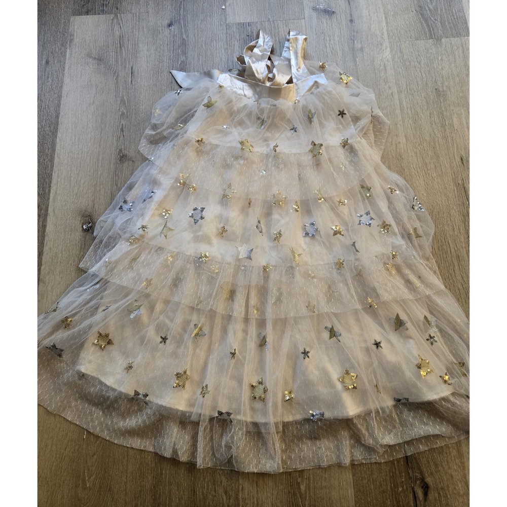 Elestory Girls Princess Dress 6-7 Cream Star Tulle Party Dress Preowned